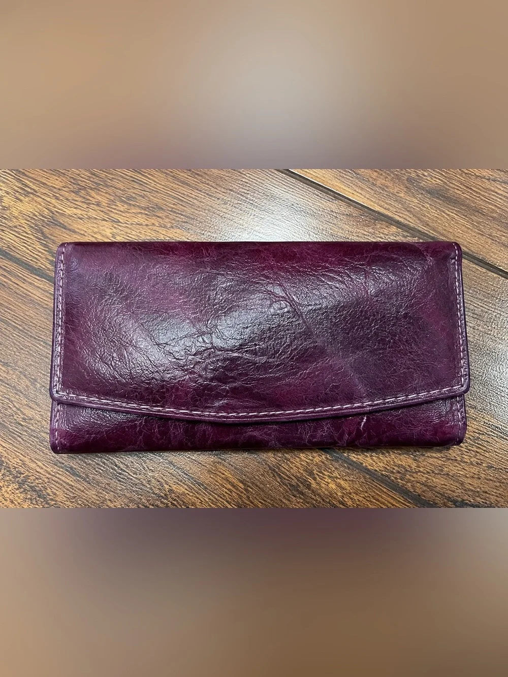 Burgundy Plum Tri Fold Wallet Clutch Organizer Snap Zip Pocket